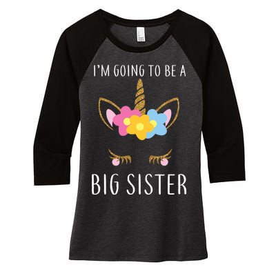 I'm Going To Be A Big Sister Cute Unicorn Women's Tri-Blend 3/4-Sleeve Raglan Shirt