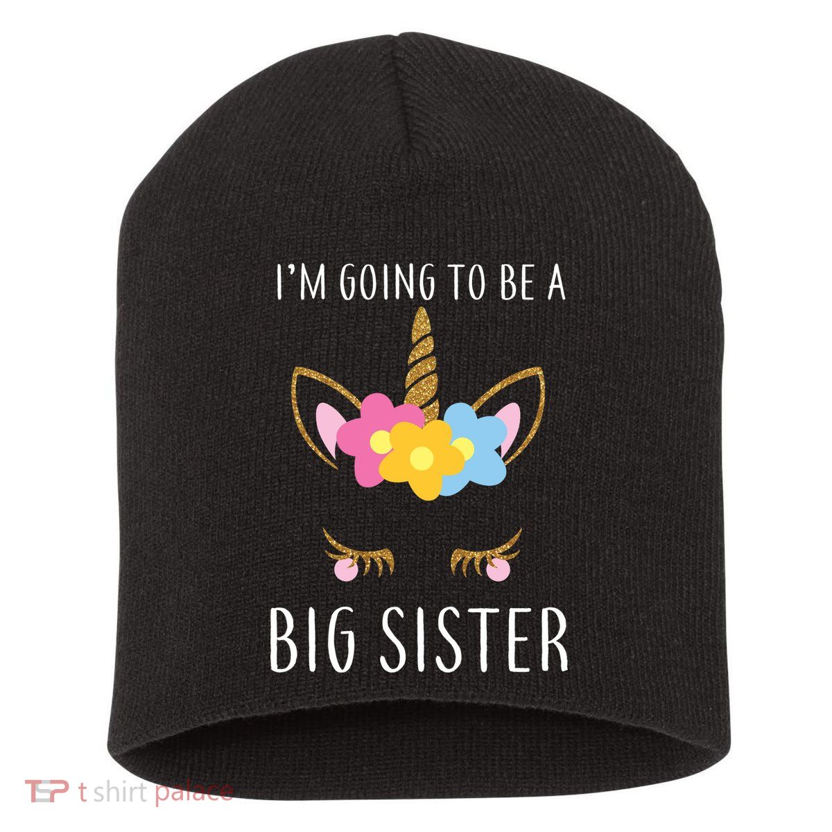 I'm Going To Be A Big Sister Cute Unicorn Short Acrylic Beanie