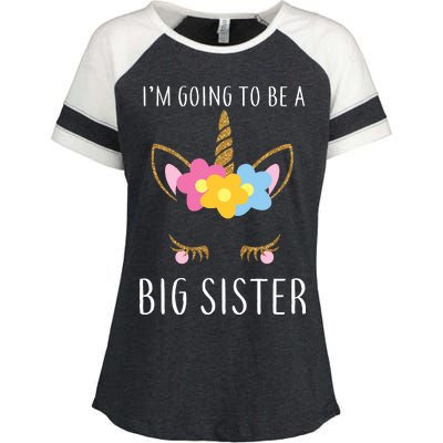 I'm Going To Be A Big Sister Cute Unicorn Enza Ladies Jersey Colorblock Tee