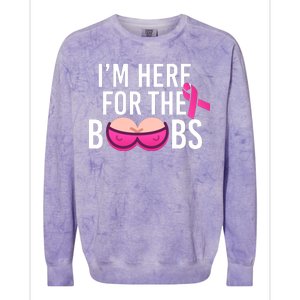 I'm Here For The Boobs Breast Cancer Colorblast Crewneck Sweatshirt