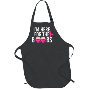 I'm Here For The Boobs Breast Cancer Full-Length Apron With Pockets