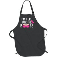 I'm Here For The Boobs Breast Cancer Full-Length Apron With Pockets