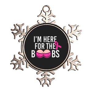 I'm Here For The Boobs Breast Cancer Metallic Star Ornament