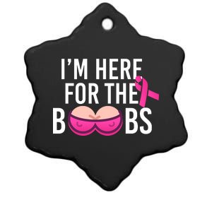 I'm Here For The Boobs Breast Cancer Ceramic Star Ornament