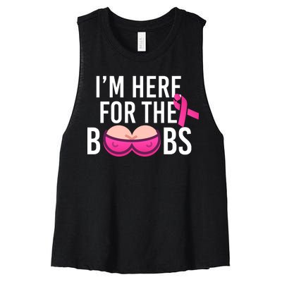 I'm Here For The Boobs Breast Cancer Women's Racerback Cropped Tank