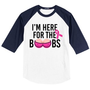 I'm Here For The Boobs Breast Cancer Baseball Sleeve Shirt