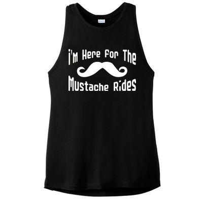 I'm Here For The Mustache Rides Ladies PosiCharge Tri-Blend Wicking Tank