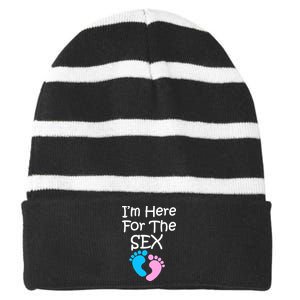 I'm Here For The Sex Striped Beanie with Solid Band