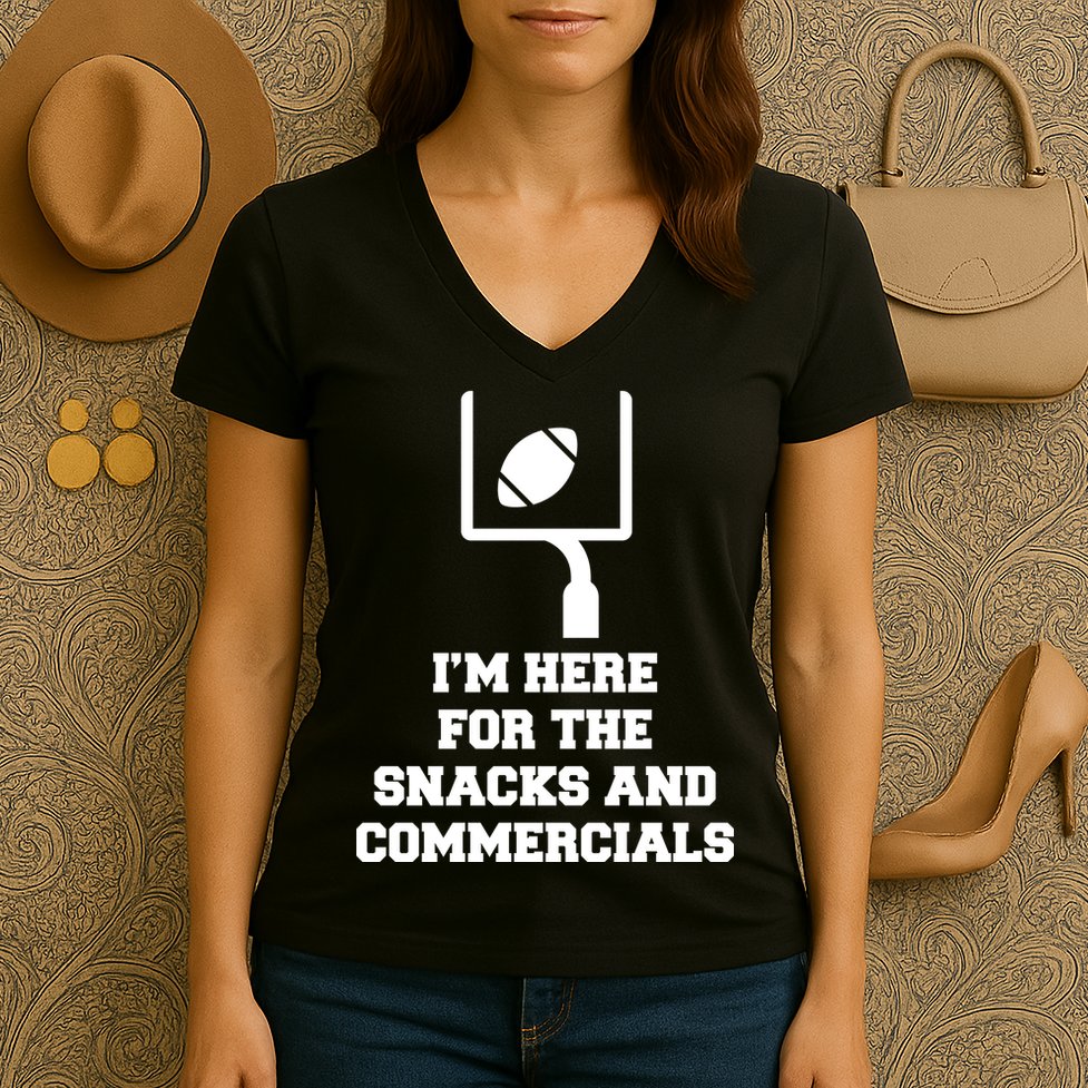 I'm Here For The Snacks And Commercials Women's V-Neck T-Shirt