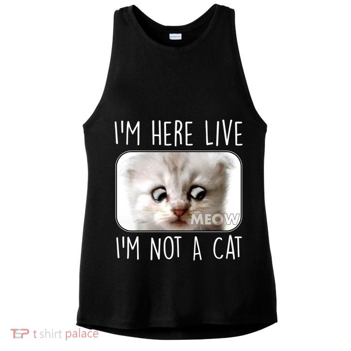 I'm Here Live I'm Not A Cat Zoom Lawyer Cat Meme Ladies PosiCharge Tri-Blend Wicking Tank