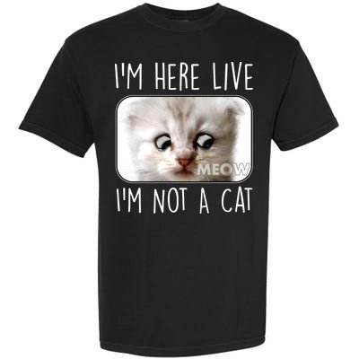 I'm Here Live I'm Not A Cat Zoom Lawyer Cat Meme Garment-Dyed Heavyweight T-Shirt