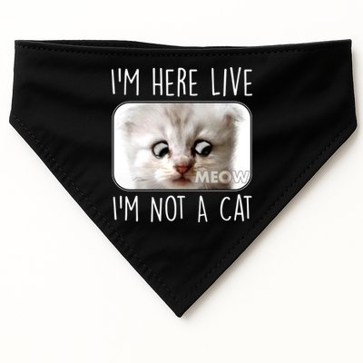 I'm Here Live I'm Not A Cat Zoom Lawyer Cat Meme USA-Made Doggie Bandana