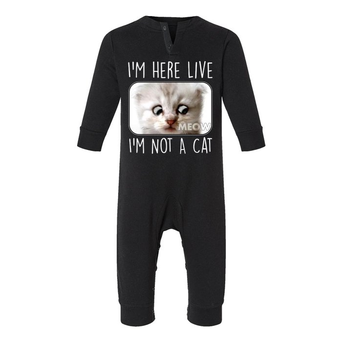 I'm Here Live I'm Not A Cat Zoom Lawyer Cat Meme Infant Fleece One Piece