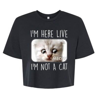 I'm Here Live I'm Not A Cat Zoom Lawyer Cat Meme Bella+Canvas Jersey Crop Tee