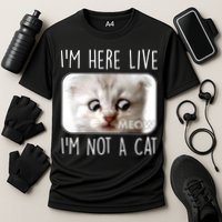 I'm Here Live I'm Not A Cat Zoom Lawyer Cat Meme Performance Shirt