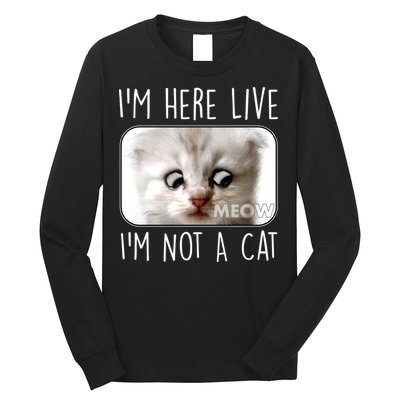 I'm Here Live I'm Not A Cat Zoom Lawyer Cat Meme Long Sleeve Shirt