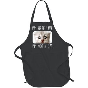 I'm Here Live I'm Not A Cat Zoom Lawyer Cat Meme Full-Length Apron With Pockets