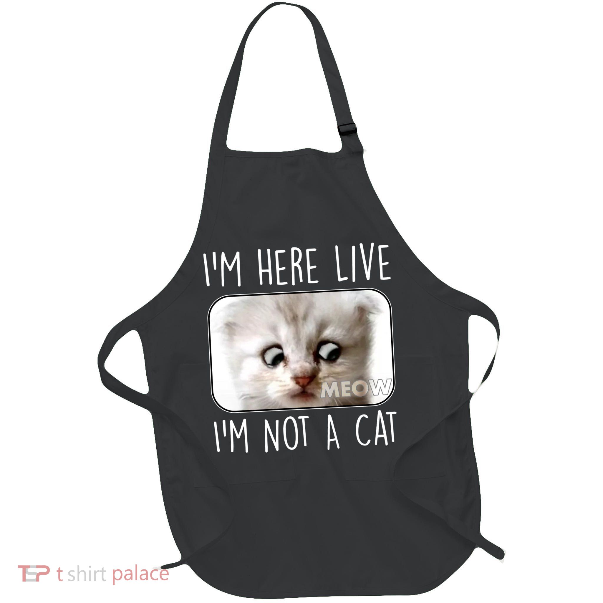 I'm Here Live I'm Not A Cat Zoom Lawyer Cat Meme Full-Length Apron With Pockets