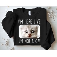 I'm Here Live I'm Not A Cat Zoom Lawyer Cat Meme Sweatshirt
