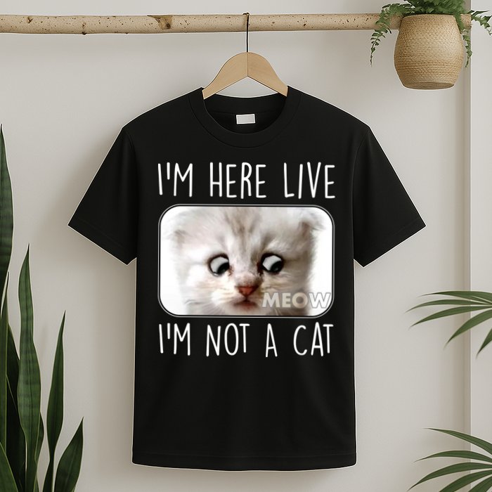 I'm Here Live I'm Not A Cat Zoom Lawyer Cat Meme T-Shirt