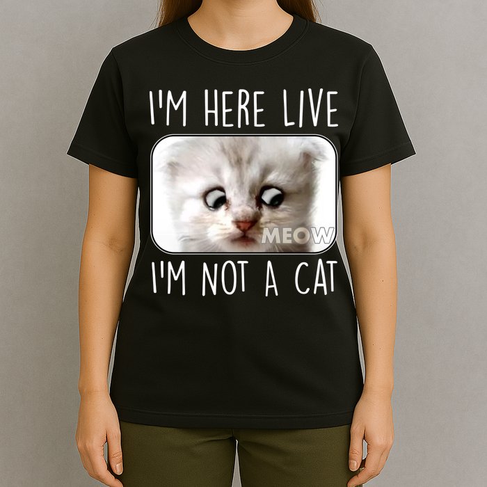 I'm Here Live I'm Not A Cat Zoom Lawyer Cat Meme T-Shirt