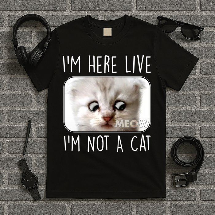 I'm Here Live I'm Not A Cat Zoom Lawyer Cat Meme T-Shirt