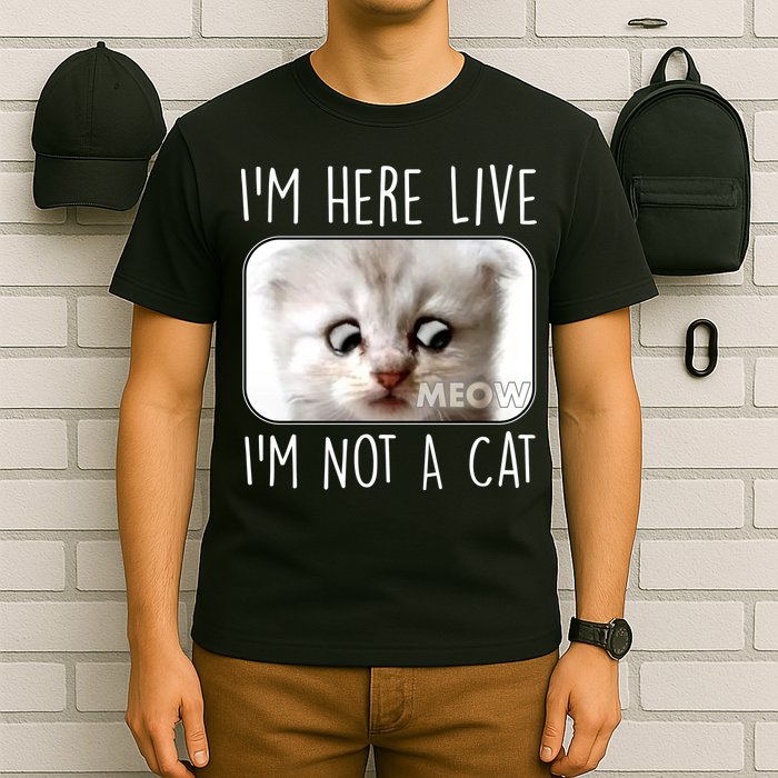 I'm Here Live I'm Not A Cat Zoom Lawyer Cat Meme T-Shirt