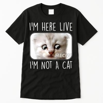 I'm Here Live I'm Not A Cat Zoom Lawyer Cat Meme Tall T-Shirt