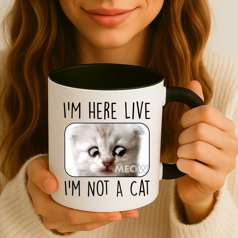 I'm Here Live I'm Not A Cat Zoom Lawyer Cat Meme Mug