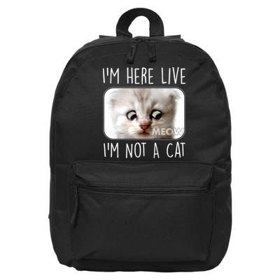 I'm Here Live I'm Not A Cat Zoom Lawyer Cat Meme 16 in Basic Backpack