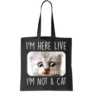 I'm Here Live I'm Not A Cat Zoom Lawyer Cat Meme Tote Bag