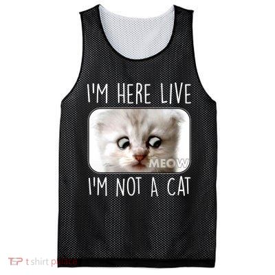 I'm Here Live I'm Not A Cat Zoom Lawyer Cat Meme Mesh Reversible Basketball Jersey Tank