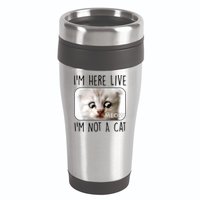 I'm Here Live I'm Not A Cat Zoom Lawyer Cat Meme 16oz Travel Tumbler