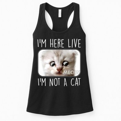 I'm Here Live I'm Not A Cat Zoom Lawyer Cat Meme Womens Tank Top