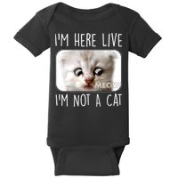 I'm Here Live I'm Not A Cat Zoom Lawyer Cat Meme Baby Bodysuit