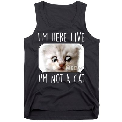 I'm Here Live I'm Not A Cat Zoom Lawyer Cat Meme Tank Top