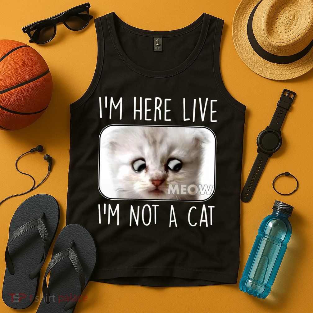 I'm Here Live I'm Not A Cat Zoom Lawyer Cat Meme Tank Top