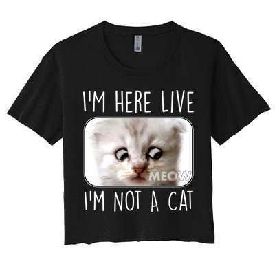 I'm Here Live I'm Not A Cat Zoom Lawyer Cat Meme Crop Top