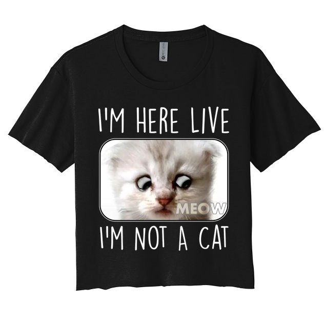 I'm Here Live I'm Not A Cat Zoom Lawyer Cat Meme Crop Top