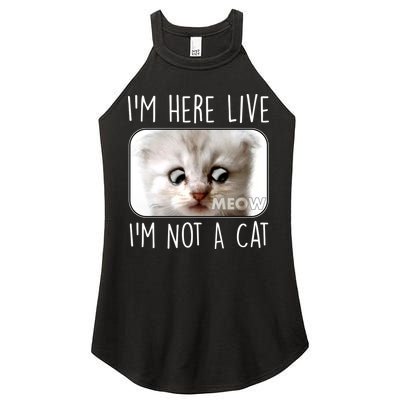 I'm Here Live I'm Not A Cat Zoom Lawyer Cat Meme Women's Perfect Tri Rocker Tank