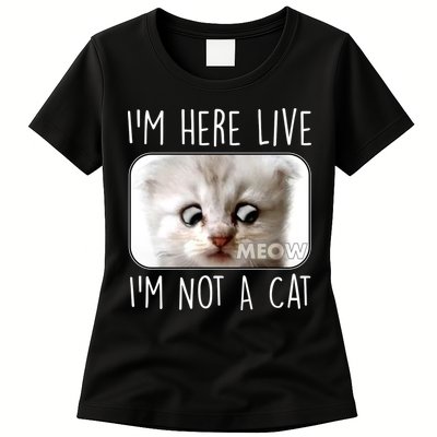 I'm Here Live I'm Not A Cat Zoom Lawyer Cat Meme Womens T-Shirt