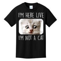 I'm Here Live I'm Not A Cat Zoom Lawyer Cat Meme Kids T-Shirt