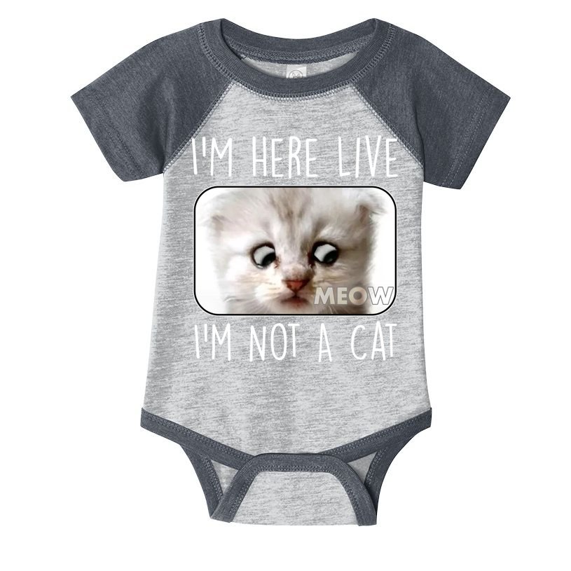 I'm Here Live I'm Not A Cat Zoom Lawyer Cat Meme Infant Baby Jersey Bodysuit