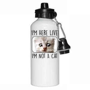 I'm Here Live I'm Not A Cat Zoom Lawyer Cat Meme Aluminum Water Bottle 