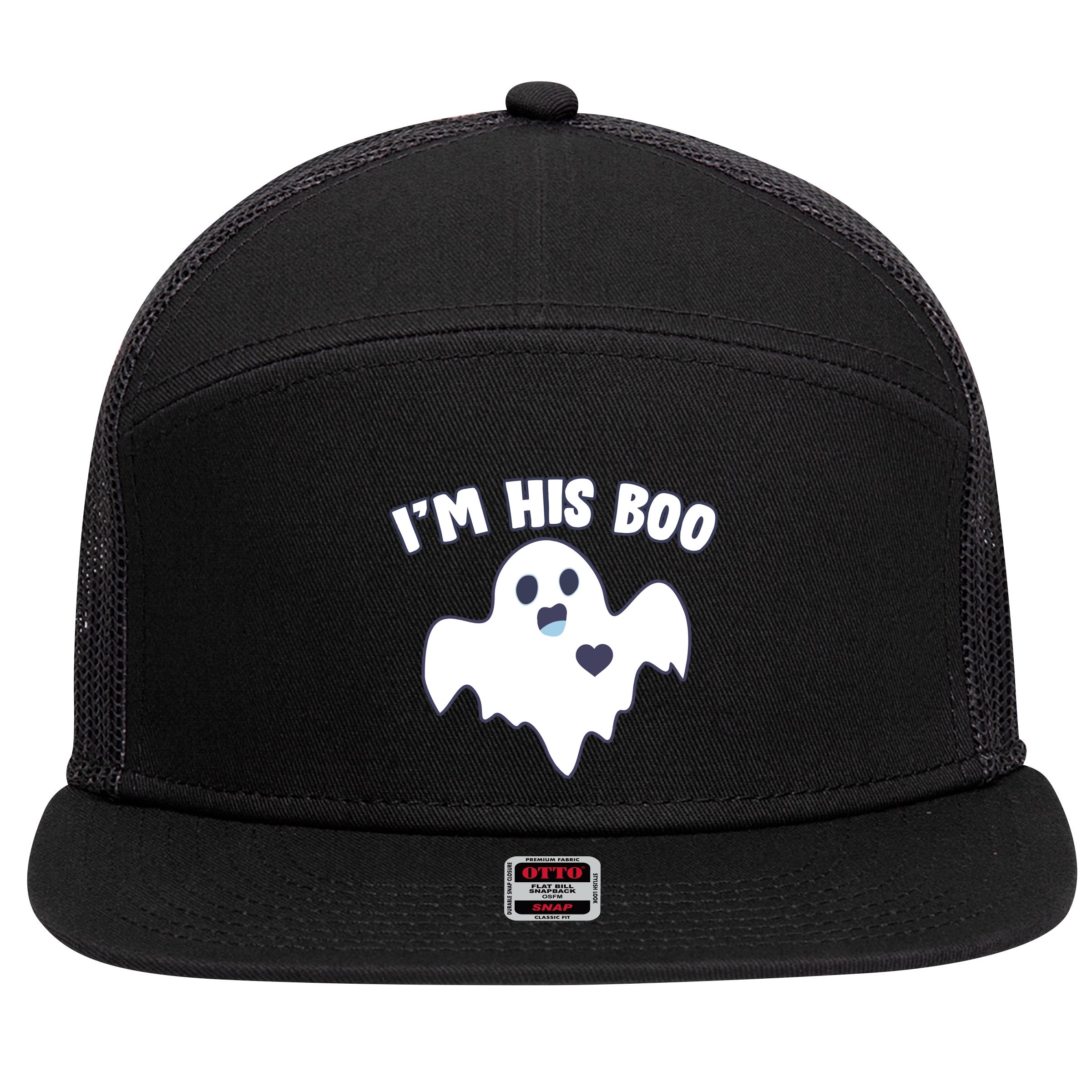 I'm His Boo Matching Halloween 7 Panel Mesh Trucker Snapback Hat