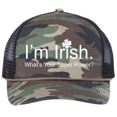 I'm Irish What's Your Superpower? Retro Rope Trucker Hat Cap