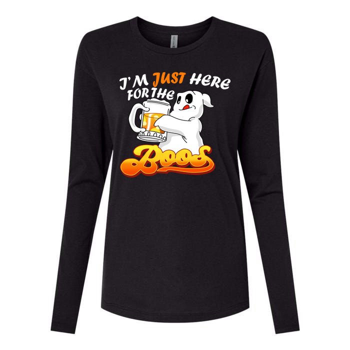 I'm Just Here For the Boos Fun Halloween Womens Cotton Relaxed Long Sleeve T-Shirt