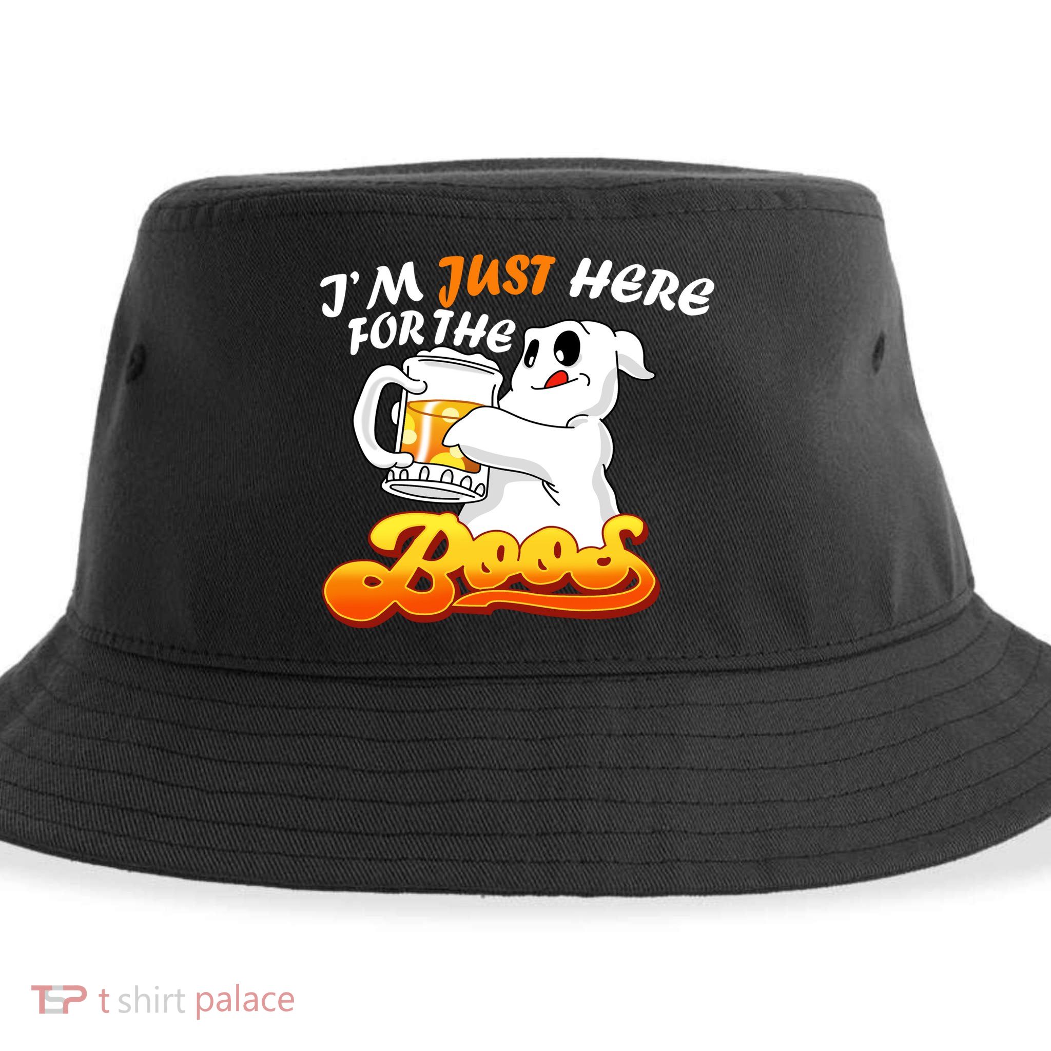 I'm Just Here For the Boos Fun Halloween Sustainable Bucket Hat