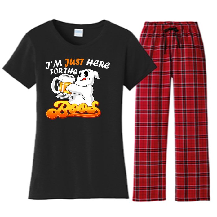 I'm Just Here For the Boos Fun Halloween Women's Flannel Pajama Set