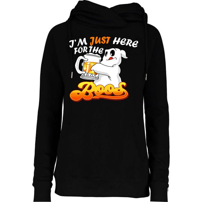 I'm Just Here For the Boos Fun Halloween Womens Funnel Neck Pullover Hood